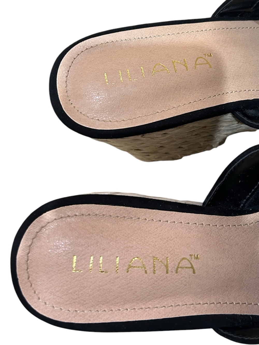 Nwot Liliana Black faux Suede slip on Espadrille platform Slide size 8 - Picture 7 of 9